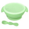 Baby silicone bowl and spoon set with snap-on lid