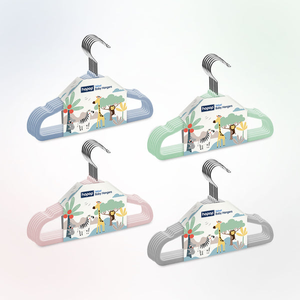 Hopop Non-Slip Velvet Baby Clothes Hangers - Pack of 6