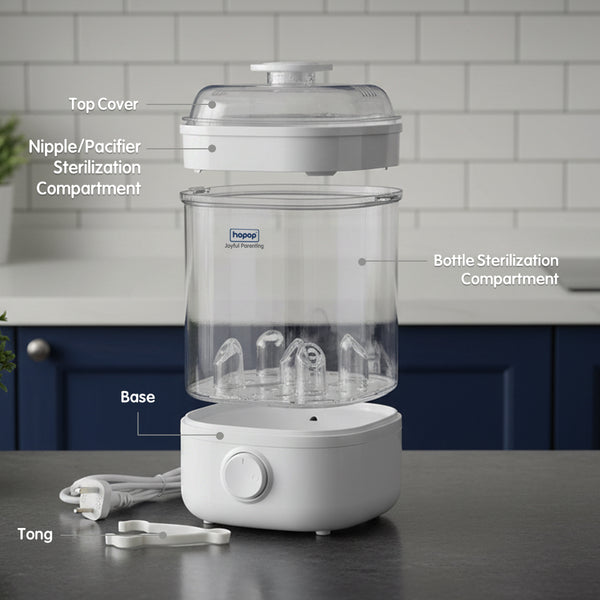 Hopop 2-in-1 Baby Bottle Steam Sterilizer - Compact & Travel-Friendly