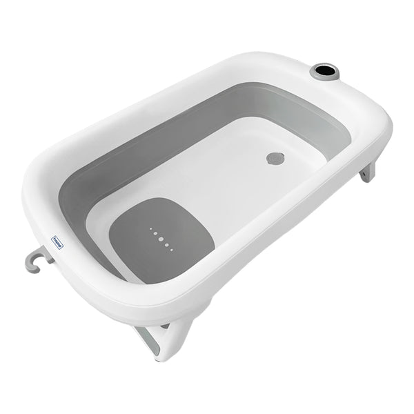 Smart Foldable Baby Bathtub with Temperature Sensor & Drain Plug - Grey