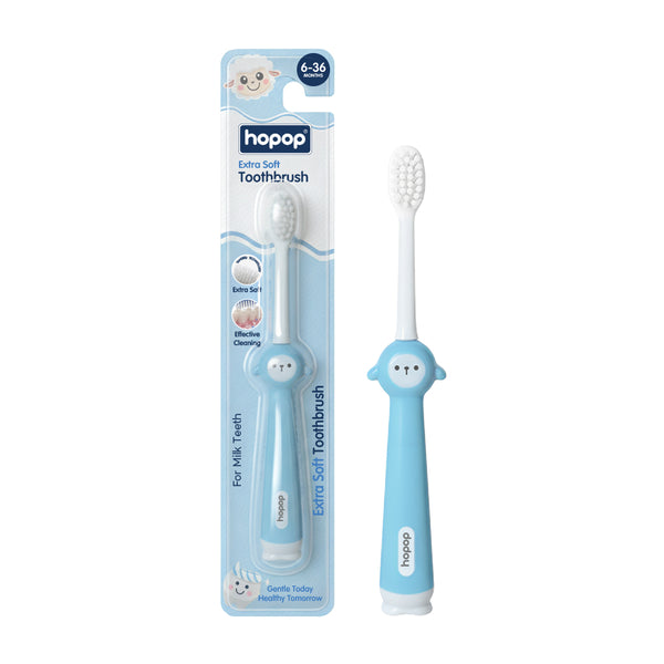 Hopop Soft Baby Toothbrush for Infants & Toddlers (6-36 Months) , Sheep - Blue