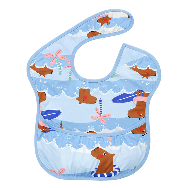 Hopop Easy-Clean Waterproof Baby Bib with Food Catcher Pocket