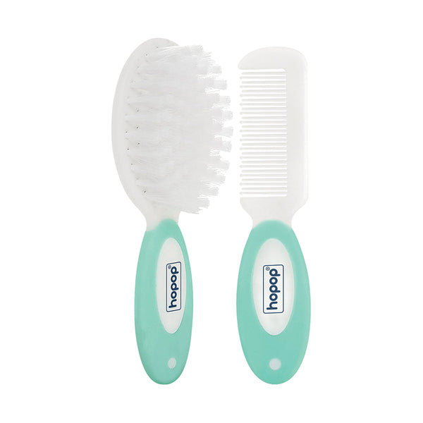 Hopop Baby Soft Bristle Hair Brush & Rounded Teeth Comb Set