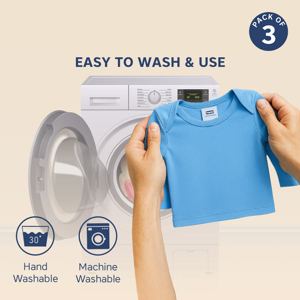 Hopop Baby Envelope Neck Full Sleeve Cotton Vest Pack of 3 - Multicolor