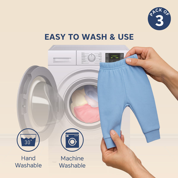 Hopop Baby Cotton Pajama Pants Pack of 3 - Multicolor