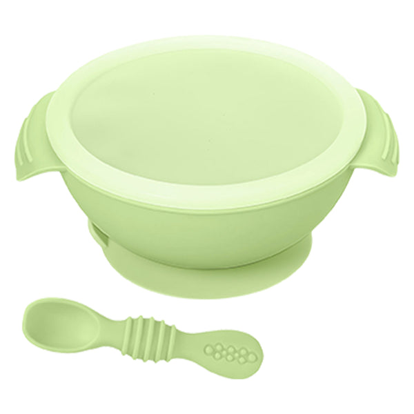 Silicone Bowl & Spoon with Suction Base & Snap-On Lid