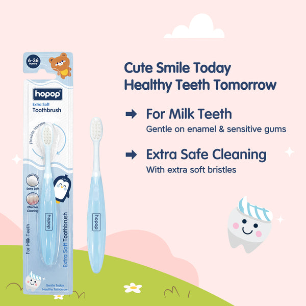 Hopop Extra Soft Baby Toothbrush for Gentle Milk Teeth & Gum Care 6–36 Months