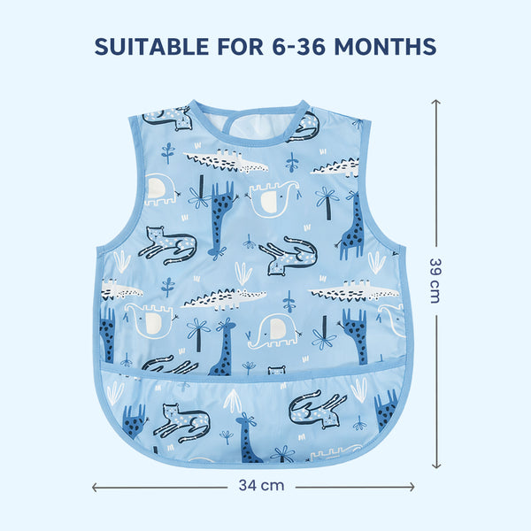 Hopop Easy-Clean Waterproof Baby Bib with Food Catcher Pocket