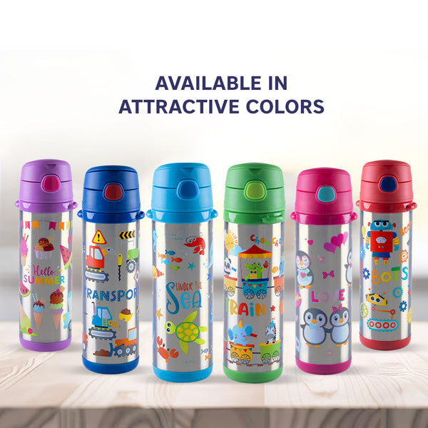Hopop Insulated Stainless Steel Sipper Water Bottle for Kids - 480ml
