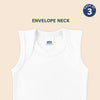 Hopop Baby Envelope Neck Sleeveless Cotton Vest Pack of 3 - White