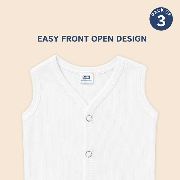 Baby Front Open Thermal Sleeveless Vest Pack of 3
