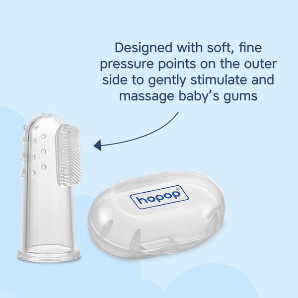 Hopop Silicone Baby Finger Toothbrush with Case Pack of 2