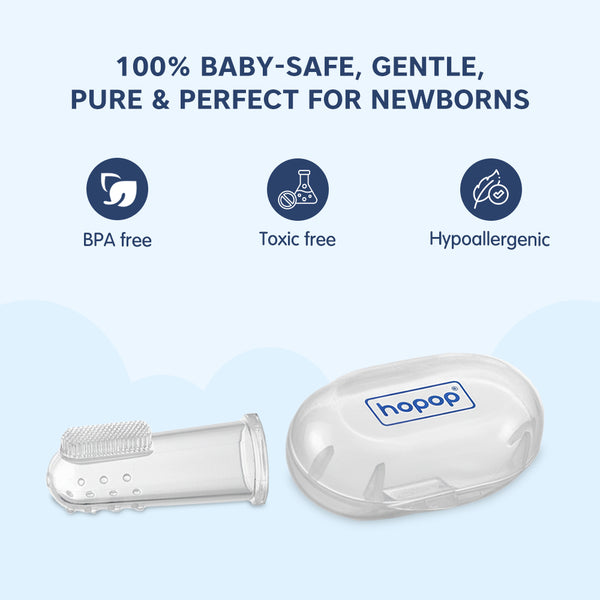Hopop Silicone Baby Finger Toothbrush with Case Pack of 2