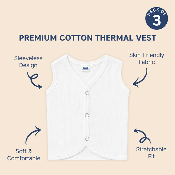 Baby Front Open Thermal Sleeveless Vest Pack of 3