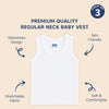 Hopop Baby Round Neck Sleeveless Cotton Vest Pack of 3 - White