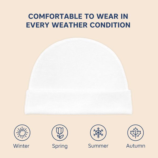 Hopop Soft & Comfortable Cotton Baby Caps - Pack of 3 (White)