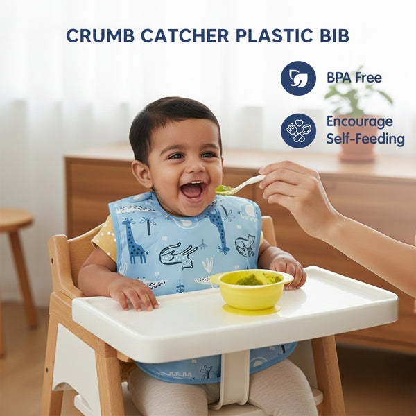 Hopop Easy-Clean Waterproof Baby Bib with Food Catcher Pocket