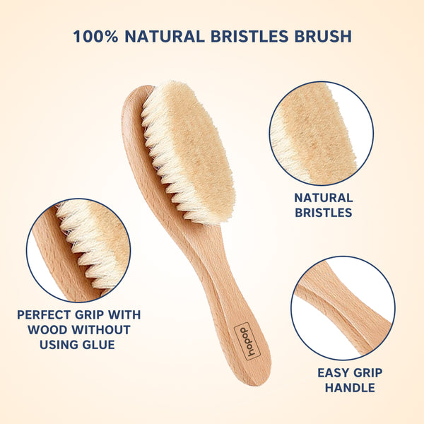 Hopop Natural Bristle Baby Wooden Brush & Comb Set