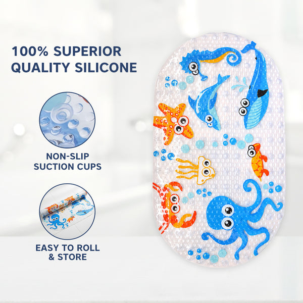Hopop Non-Slip Cartoon Bath Mat for Kids – Soft & Safe Shower