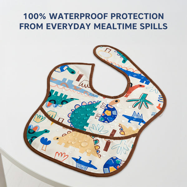 Hopop Easy-Clean Waterproof Baby Bib with Food Catcher Pocket