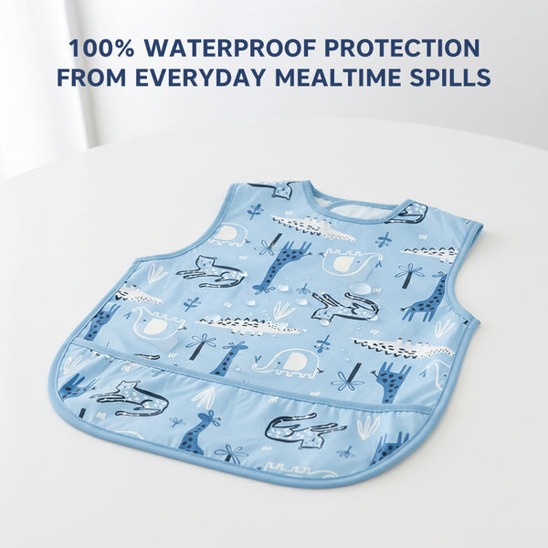 Hopop Easy-Clean Waterproof Baby Bib with Food Catcher Pocket