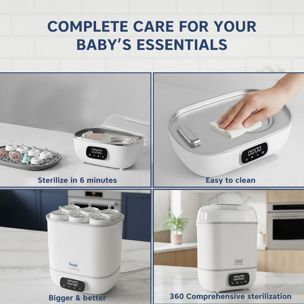 Hopop 2-in-1 Baby Bottle Sterilizer and Dryer - Fast Steam & Auto-Dry