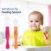 2-Piece Silicone Baby Feeding Spoons, Safe and Comfortable for Babies