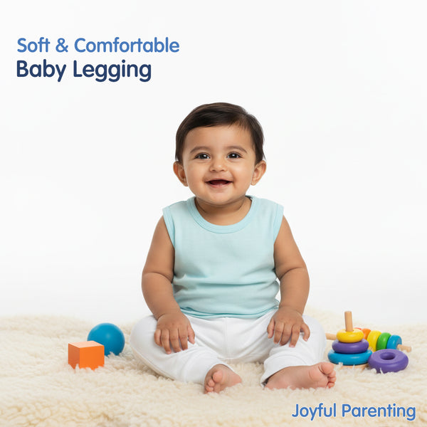 Hopop Baby Cotton Pajama Pants Pack of 3 - White