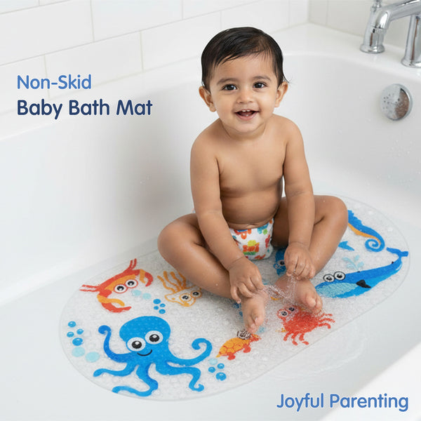 Hopop Non-Slip Cartoon Bath Mat for Kids – Soft & Safe Shower