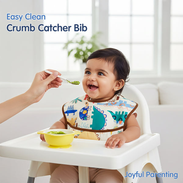 Hopop Easy-Clean Waterproof Baby Bib with Food Catcher Pocket