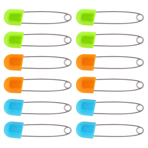 Hopop Baby Nappy Pins with Colorful Plastic Lock Head – 12 Pcs