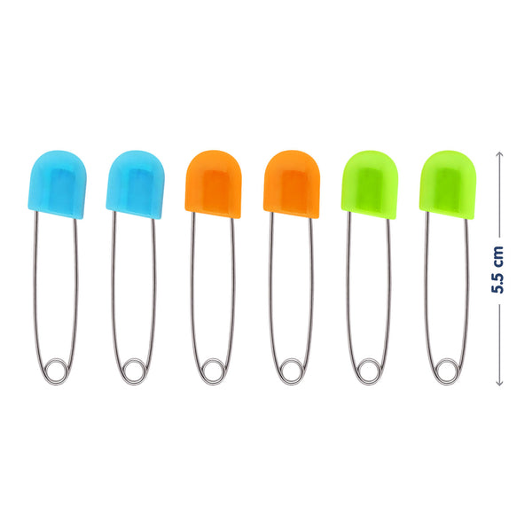 Hopop Baby Nappy Pins with Colorful Plastic Lock Head – 12 Pcs
