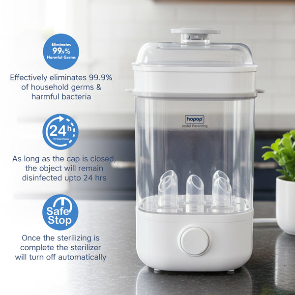 Hopop 2-in-1 Baby Bottle Steam Sterilizer - Compact & Travel-Friendly