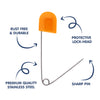 Baby Nappy Pins with Colorful Plastic Lock Head - Pack of 12