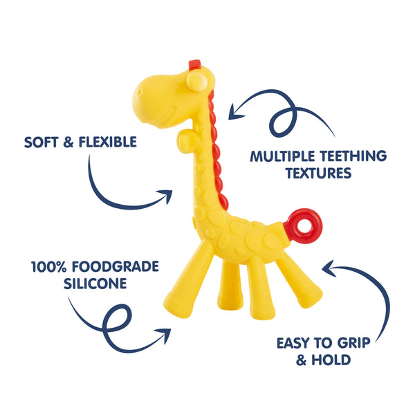 Hopop Silicone Giraffe Teether for Baby – Safe & Soothing Teething Toy