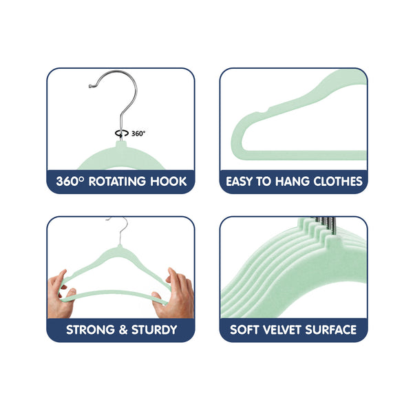 Hopop Non-Slip Velvet Baby Clothes Hangers - Pack of 6