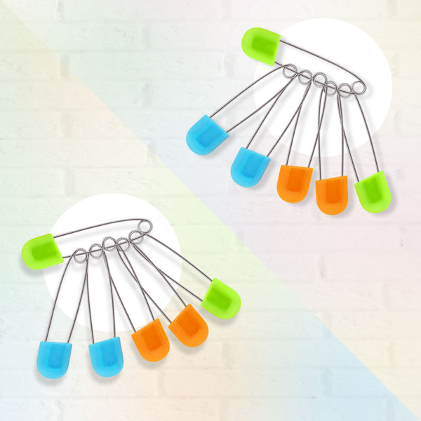 Hopop Baby Nappy Pins with Colorful Plastic Lock Head – 12 Pcs