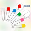 Baby Nappy Pins with Multicolor Plastic Lock Head - Pack of 12