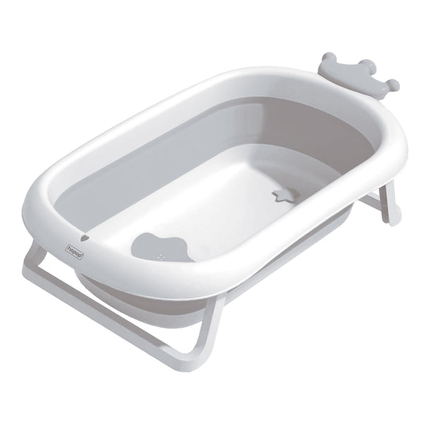 Hopop Deluxe Foldable Baby Bath Tub with Non-Slip Base & Soft Edges - Grey