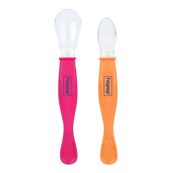 Set of 2 Silicone Baby Feeding Spoons, Easy Grip and BPA-Free