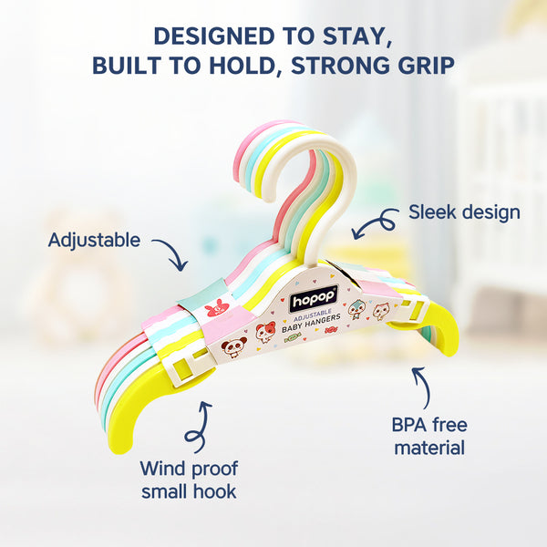 Hopop Adjustable Anti-Slip Baby Clothes Hangers – Pack of 6