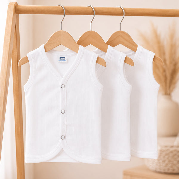 Baby Front Open Thermal Sleeveless Vest Pack of 3