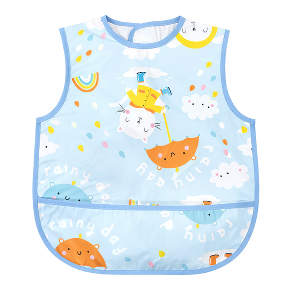 Hopop Easy-Clean Waterproof Baby Bib with Food Catcher Pocket