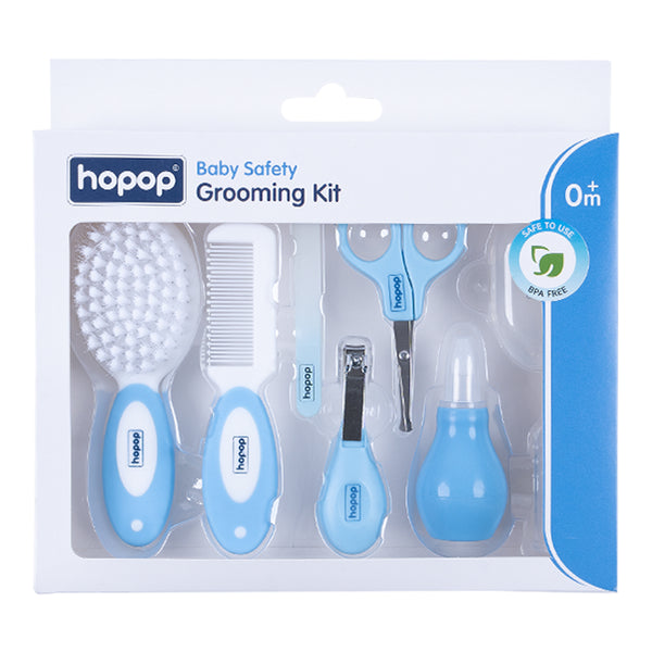 Hopop Grooming Kit for Newborns & Toddlers, 7 in 1 Grooming Set - Blue