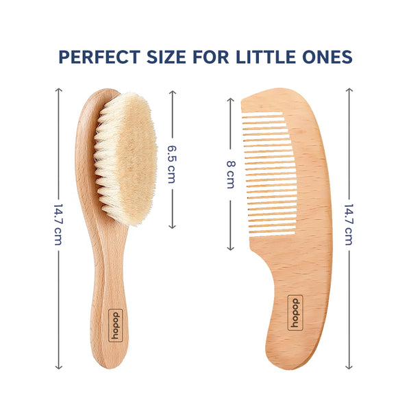 Hopop Natural Bristle Baby Wooden Brush & Comb Set