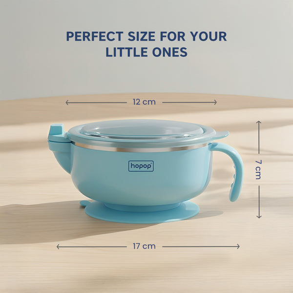 Hopop Baby Stainless Steel Bowl with Lid & Suction Base
