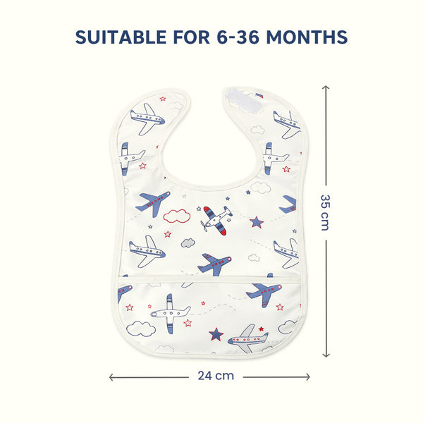 Hopop Easy-Clean Waterproof Baby Apron Bib with Crumb Catcher