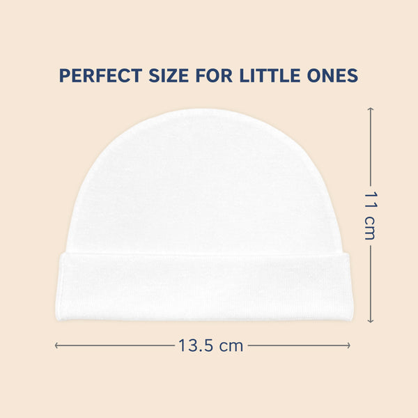 Hopop Soft & Comfortable Cotton Baby Caps - Pack of 3 (White)