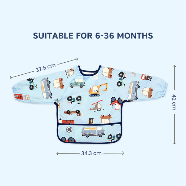 Hopop Easy-Clean Waterproof Full Sleeve Baby Bib with Food Catcher Pocket