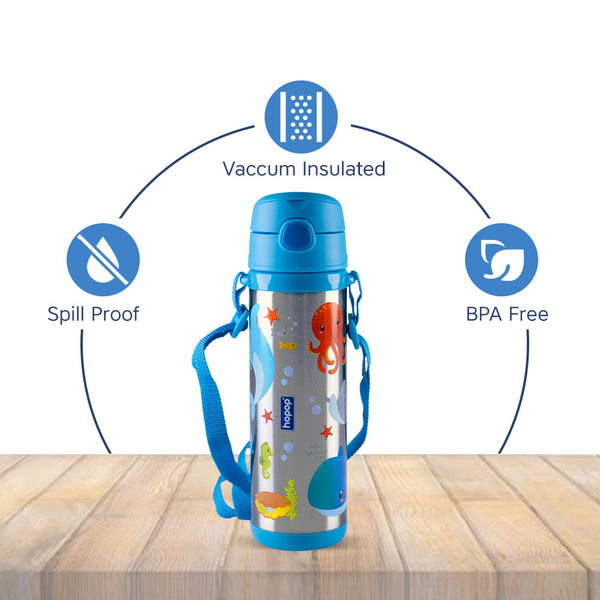 Hopop Insulated Stainless Steel Sipper Water Bottle for Kids - 480ml